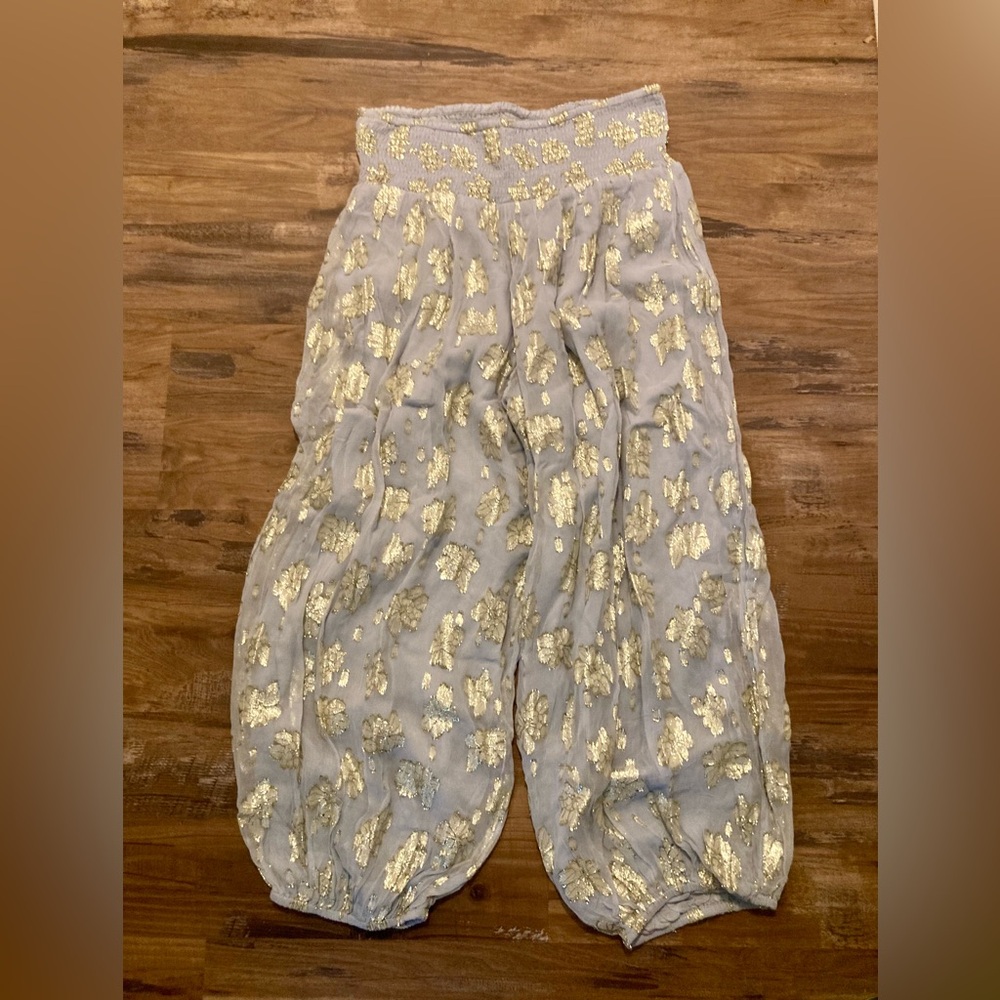 🆕 NWT by Anthropologie Deco Metallic Balloon  Pants with Gold Foil Detail - Picture 10 of 16